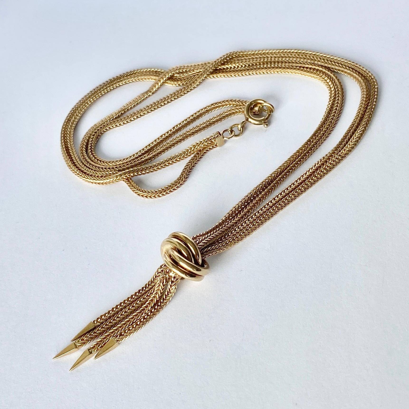 Collier Art déco à maillons et pompons en forme de serpent en or 9 carats Bon état - En vente à Chipping Campden, GB