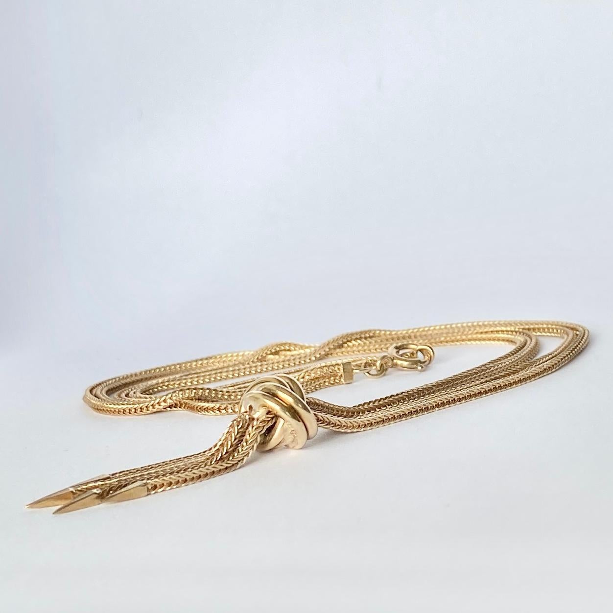 Collier Art déco à maillons et pompons en forme de serpent en or 9 carats Pour femmes en vente
