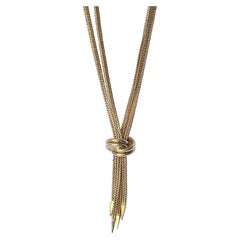 Halskette aus 9 Karat Gold mit Schlangengliedern und Quasten im Art déco-Stil