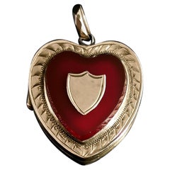 Art Deco 9 Karat Rose Gold Heart Locket, Pendant