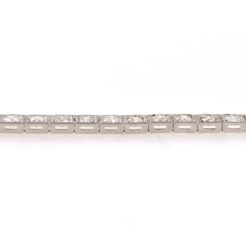 Women's Art Deco 9.00 Carat Diamond Platinum Line Bracelet