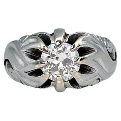 Art Deco 900 Platinum 0.70 Carat Diamond Engagement Ring