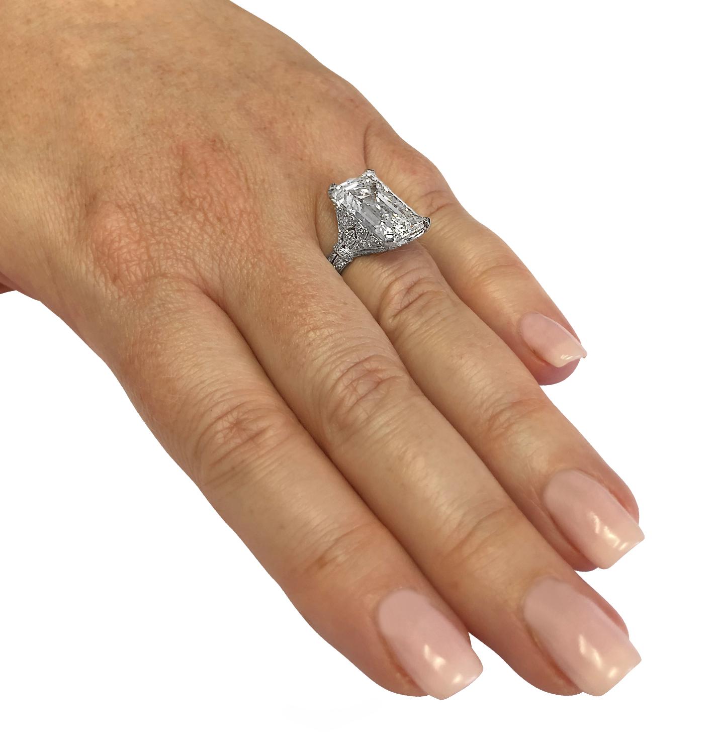 art deco emerald cut diamond ring