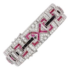 Art Deco 9.19cts Diamond and 6.69cts Ruby Bracelet