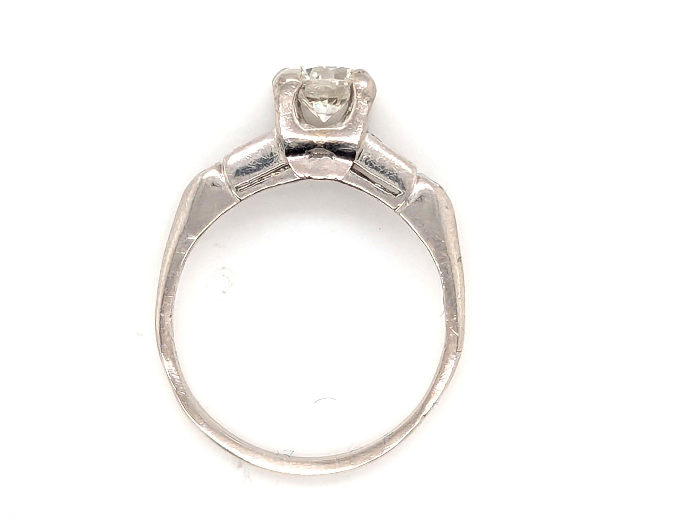 Art déco Art Deco .91ct Diamond Platinum Ring GIA I VVS1 Original 1930's-1940's en vente