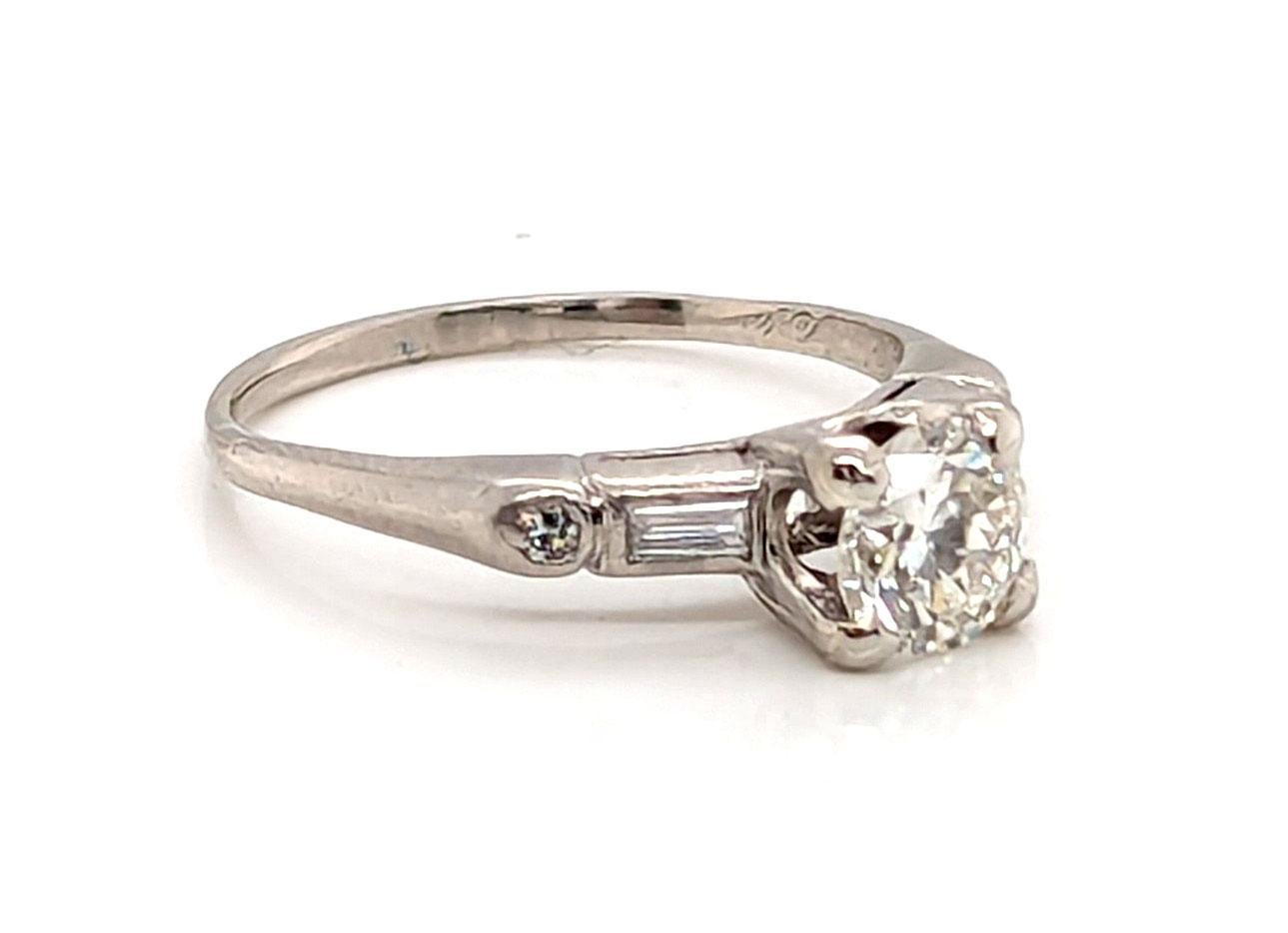 Taille ronde Art Deco .91ct Diamond Platinum Ring GIA I VVS1 Original 1930's-1940's en vente