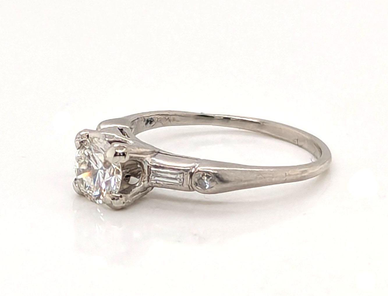 Art Deco .91ct Diamond Platinum Ring GIA I VVS1 Original 1930's-1940's Excellent état - En vente à Dearborn, MI