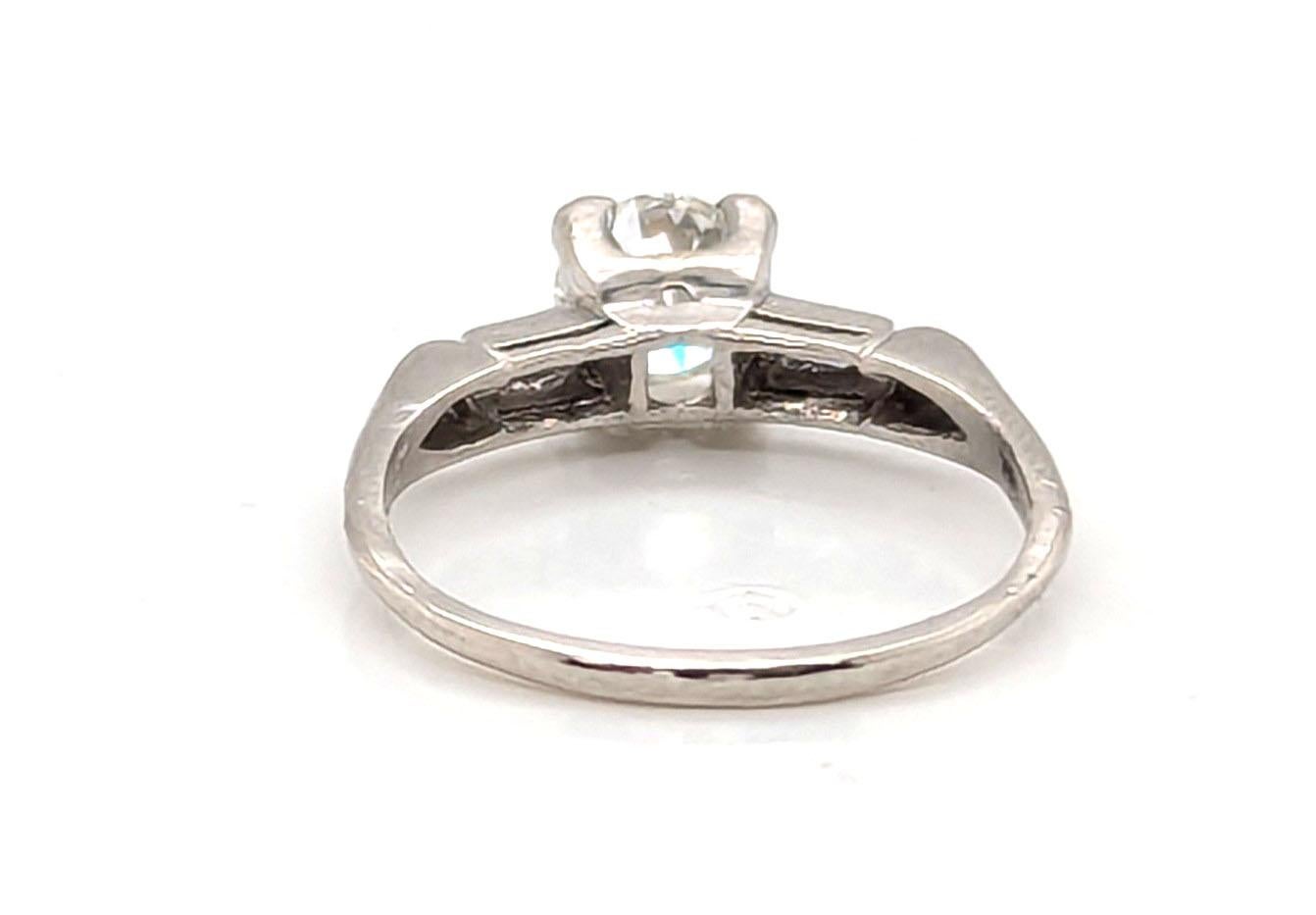 Art Deco .91ct Diamond Platinum Ring GIA I VVS1 Original 1930's-1940's Pour femmes en vente