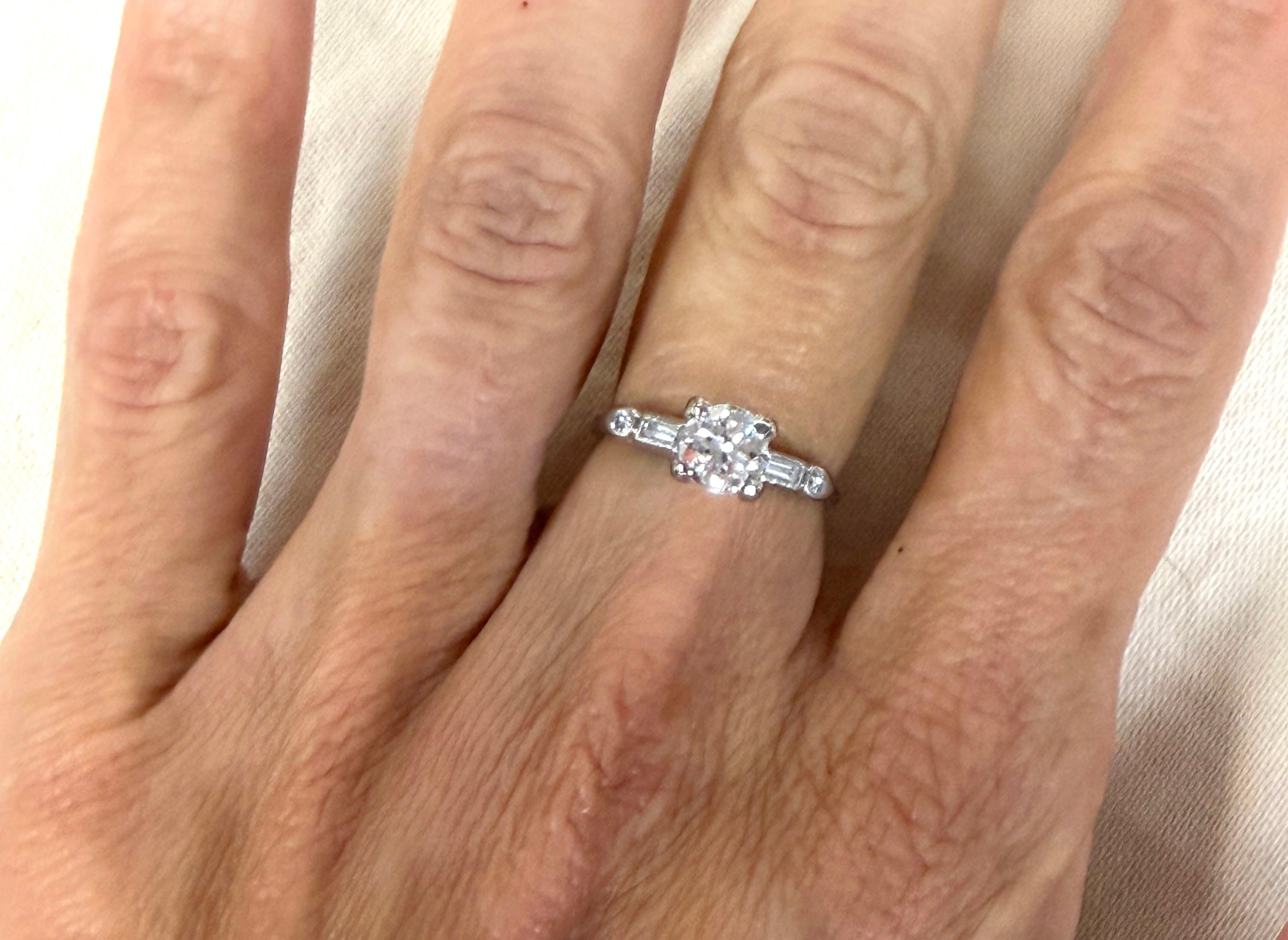 Art Deco .91ct Diamond Platinum Ring GIA I VVS1 Original 1930's-1940's en vente 1