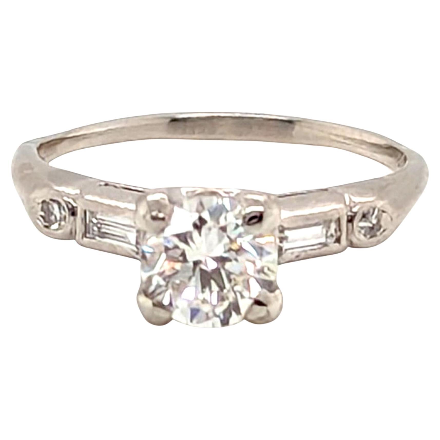 Art Deco .91ct Diamond Platinum Ring GIA I VVS1 Original 1930
s-1940
s