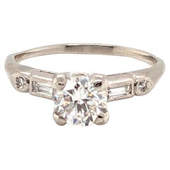 Art Deco .91ct Diamond Platinum Ring GIA I VVS1 Original 1930
s-1940
s