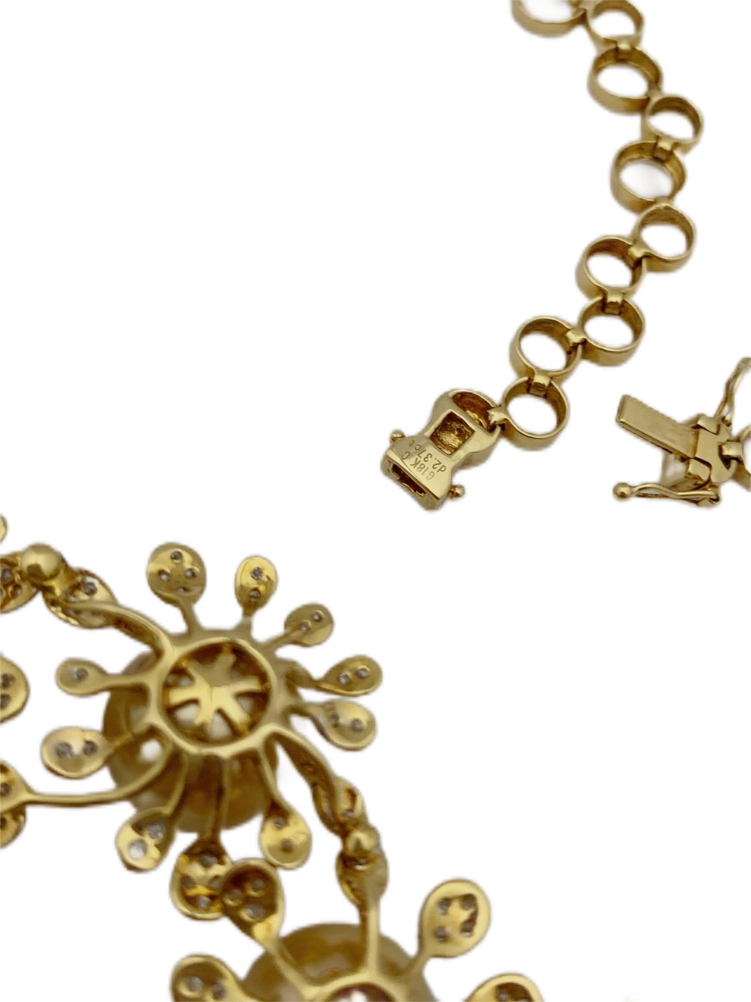 Collier Art déco en or jaune 18 carats, perles des mers du Sud dorées de 12-13 mm et diamants Neuf - En vente à Hong Kong, HK