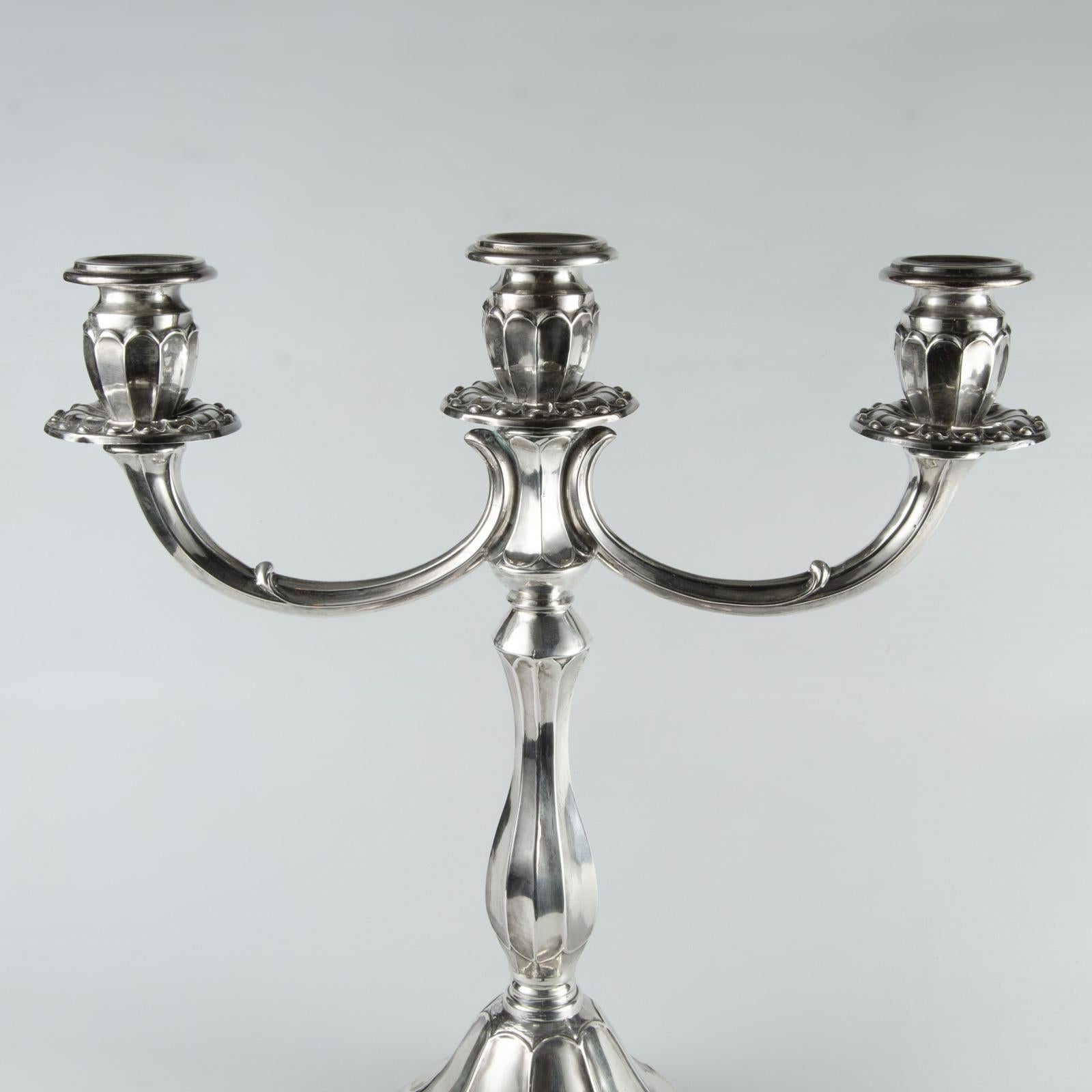 Argentine Art Deco 925 Sterling Silver Candle Holders For Sale