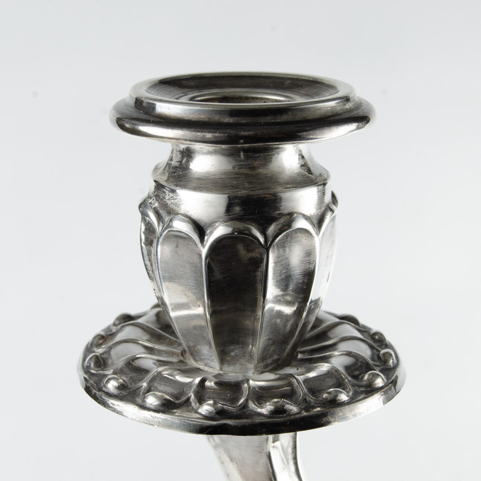 Art Deco 925 Sterling Silver Candle Holders In Good Condition For Sale In Autonomous City Buenos Aires, CABA