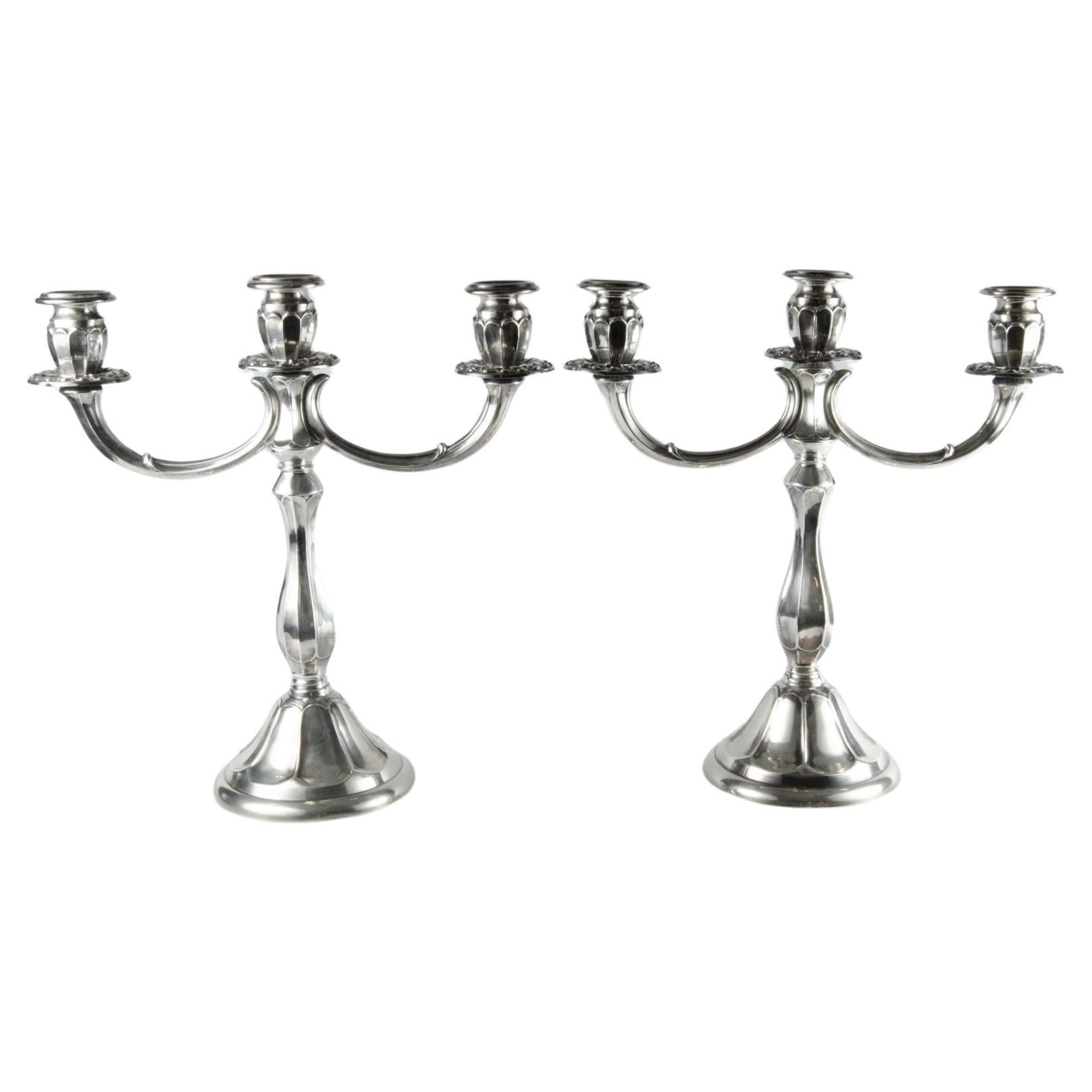 Art Deco 925 Sterling Silver Candle Holders