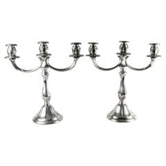 Used Art Deco 925 Sterling Silver Candle Holders