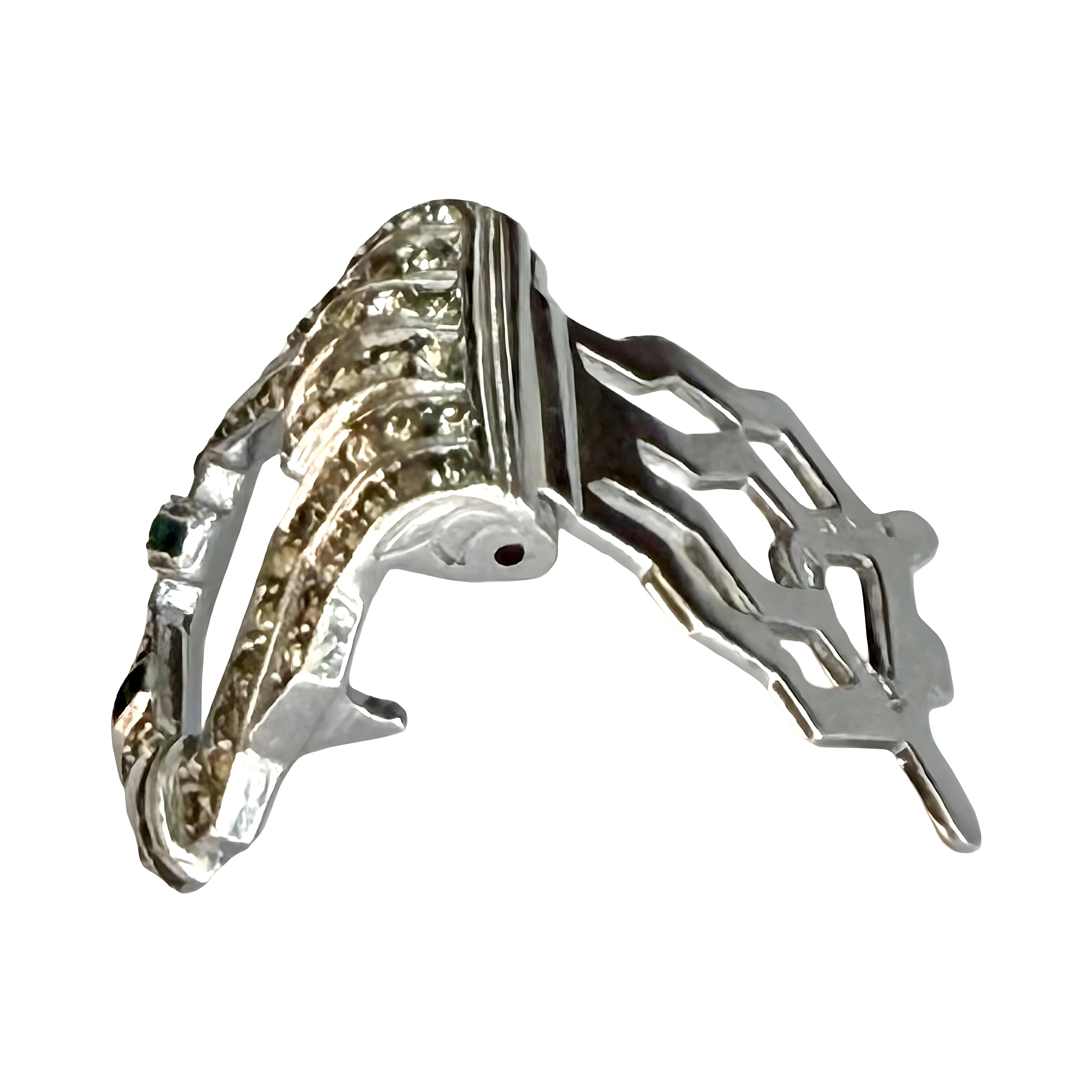 Pinza de vestir Art Déco de plata de ley 925 con pasta verde, antigua de colección en venta 2