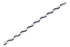 Art Deco 9.27 Carats French Cut Sapphire Diamond Platinum Braided Ribbon Gemston