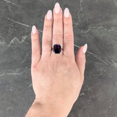 Art Deco 9.34 CTW Amethyst 18 Karat White Gold Vintage Wheat Cocktail Ring