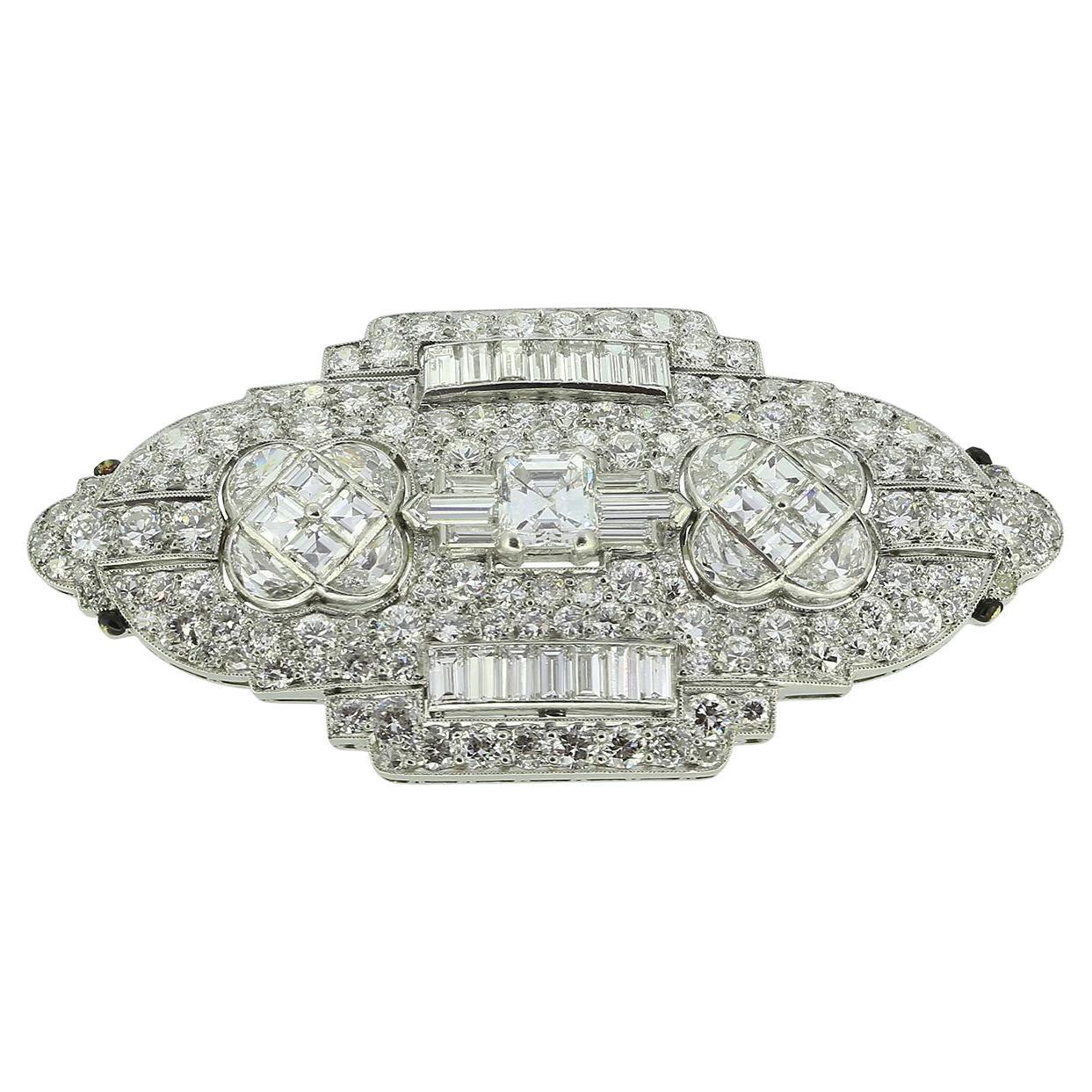 Art Deco 9.35 Carat Diamond Brooch