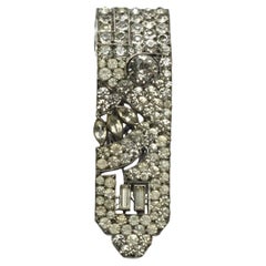 Knoll & Pregizer Art Deco 935 Silver and Paste Lapel Clip circa 1930s