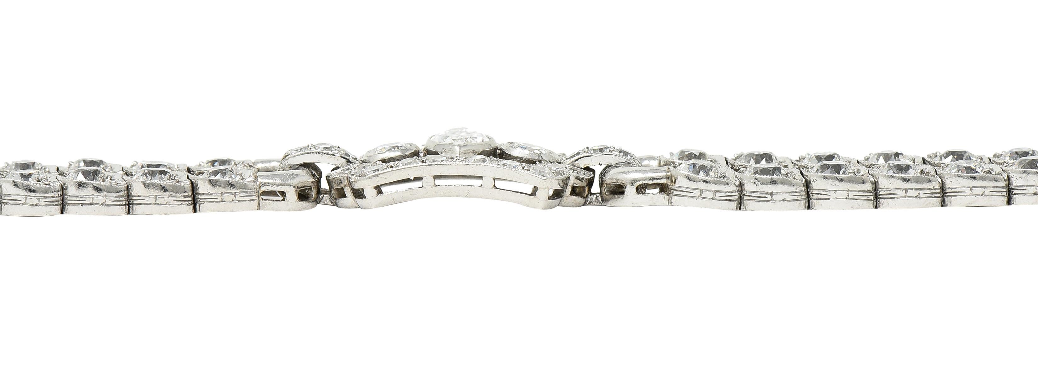 Art Deco 9.69 Carats Marquise & Old European Cut Diamond Platinum Line Bracelet 5