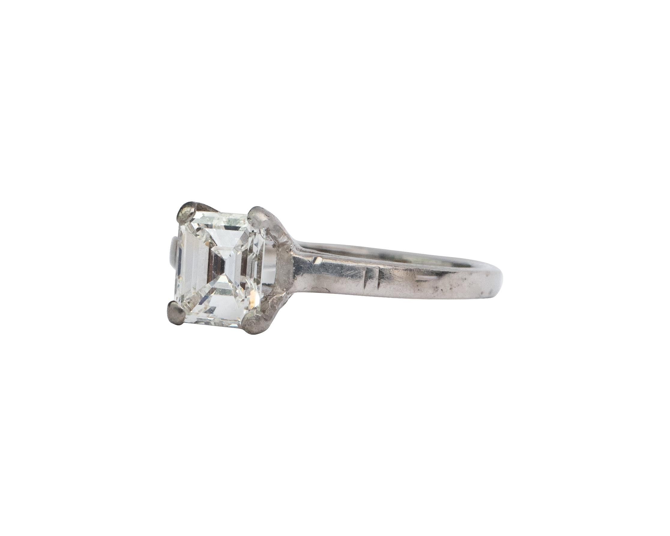 Art Deco .98 G VS2 GIA Emerald Cut Antique Platinum Solitaire Engagement Ring 3