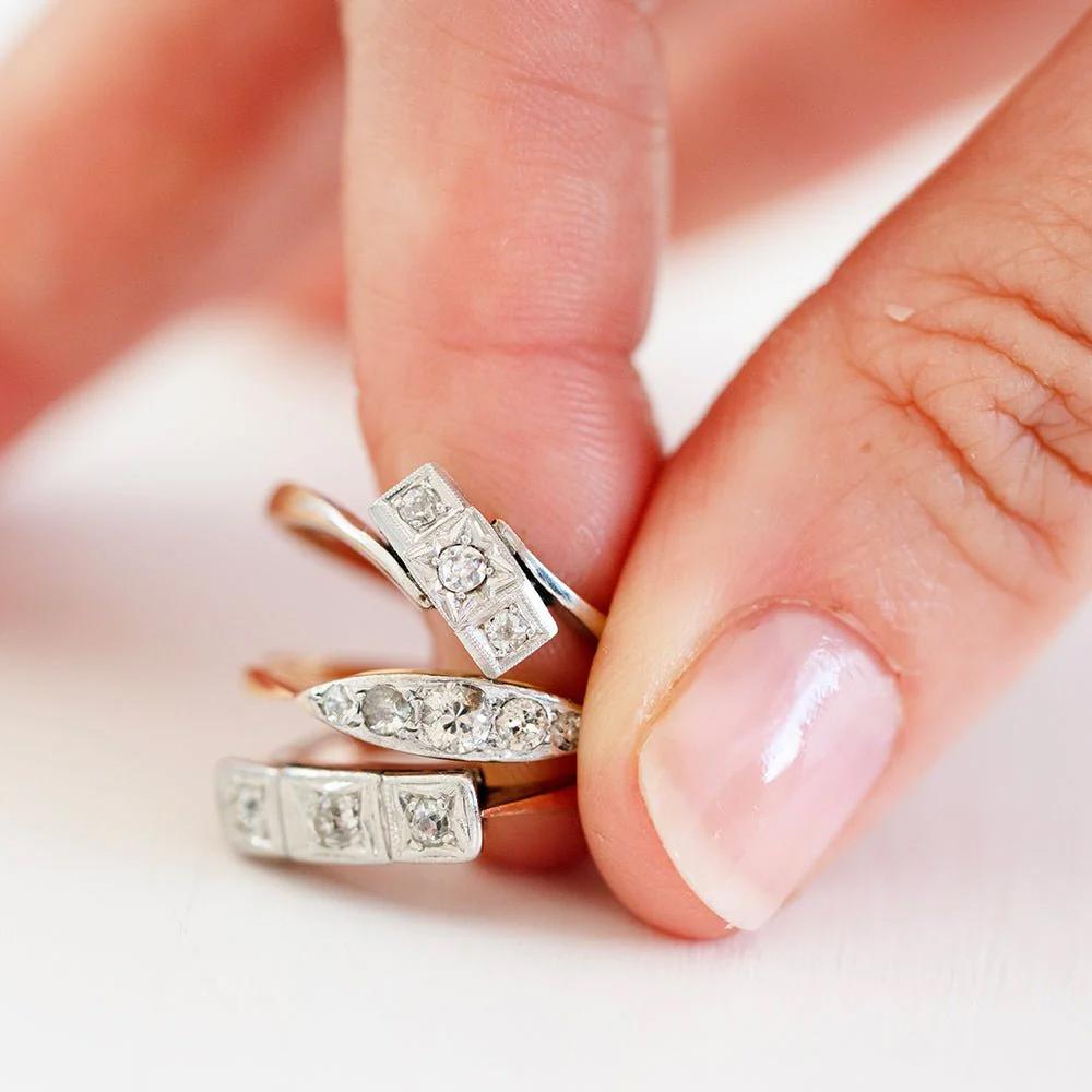 Art Deco 9ct Gold Platinum Diamond Ring For Sale at 1stDibs