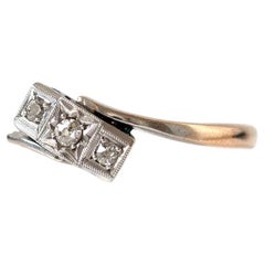 Anello Art Deco con diamante in platino e oro 9ct
