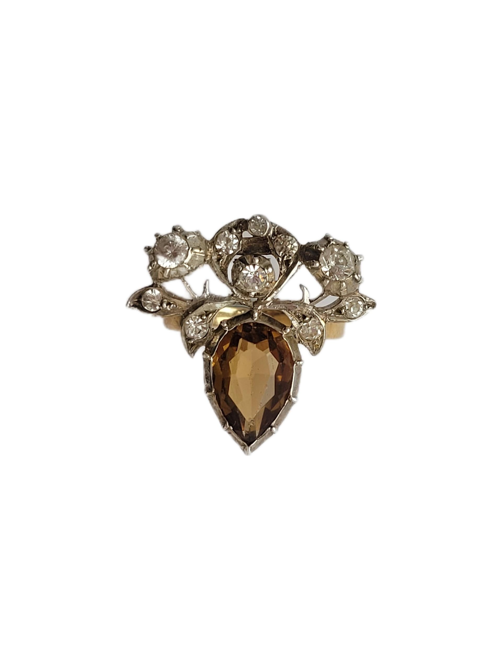 A Breathtaking 9 Carat Gold, Silver and Paste heart ring. This is an Art Deco dress clip conversion. The ring made in Georgian style. One of a kind. English origin.
Size Q 3/4 UK, 8.75 US can be sized.
Face of the ring 26mm x 28mm.
Weight