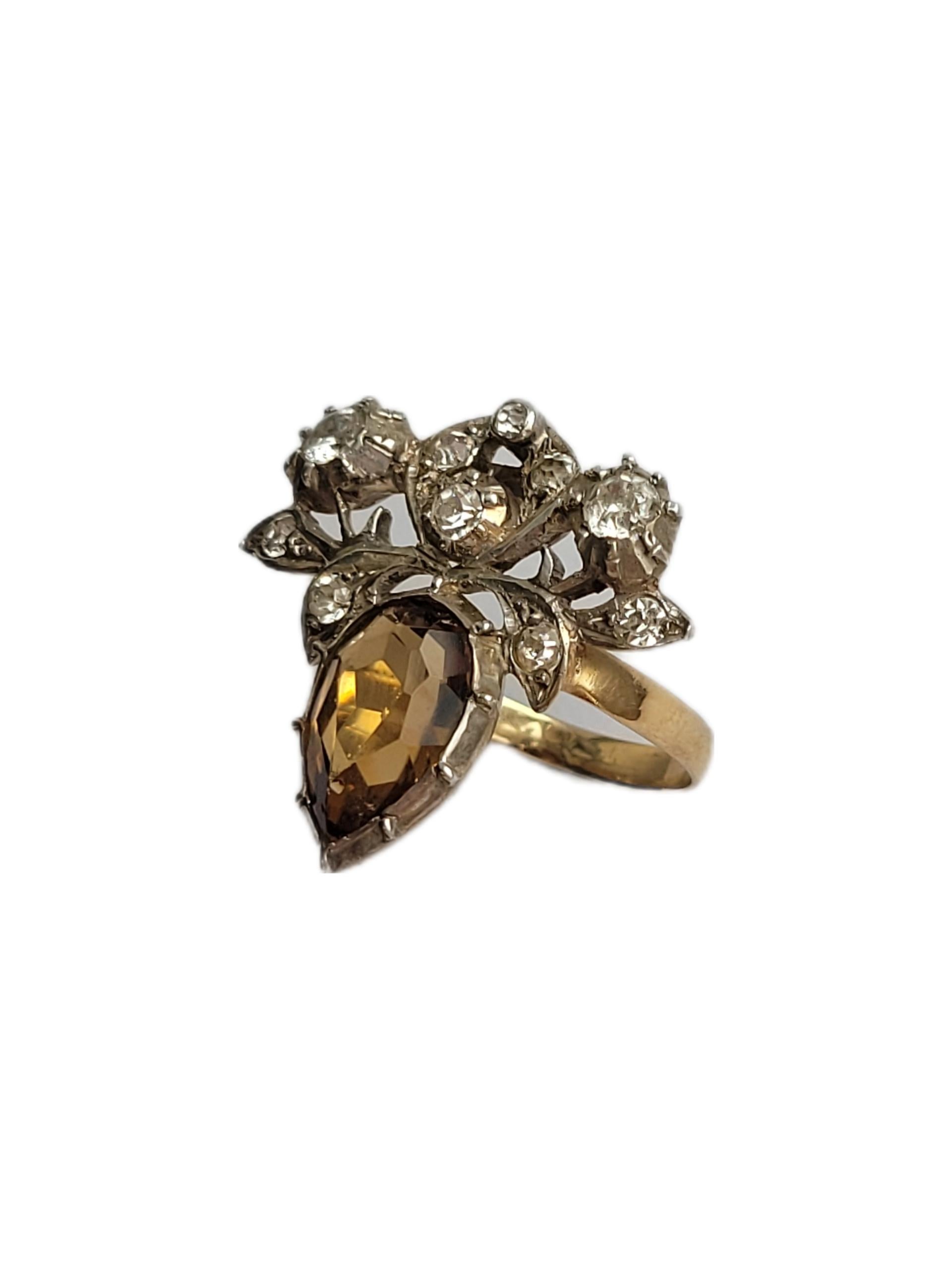Women's Art Deco 9CT Gold Silver Paste heart ring