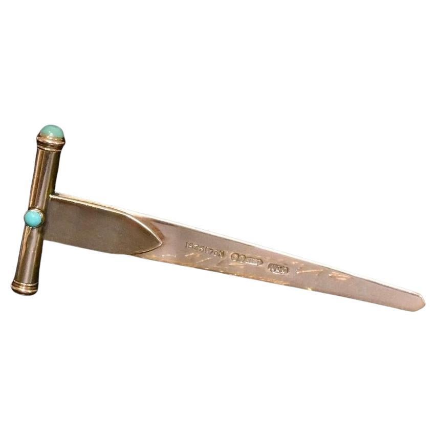 Art Deco 9ct Yellow Gold And Turquoise Duo Bookmark And Propelling Pencil