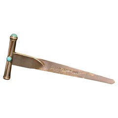 Art Deco 9 Karat Gelbgold und Türkis Duo Bookmark und auffälliger Bleistift