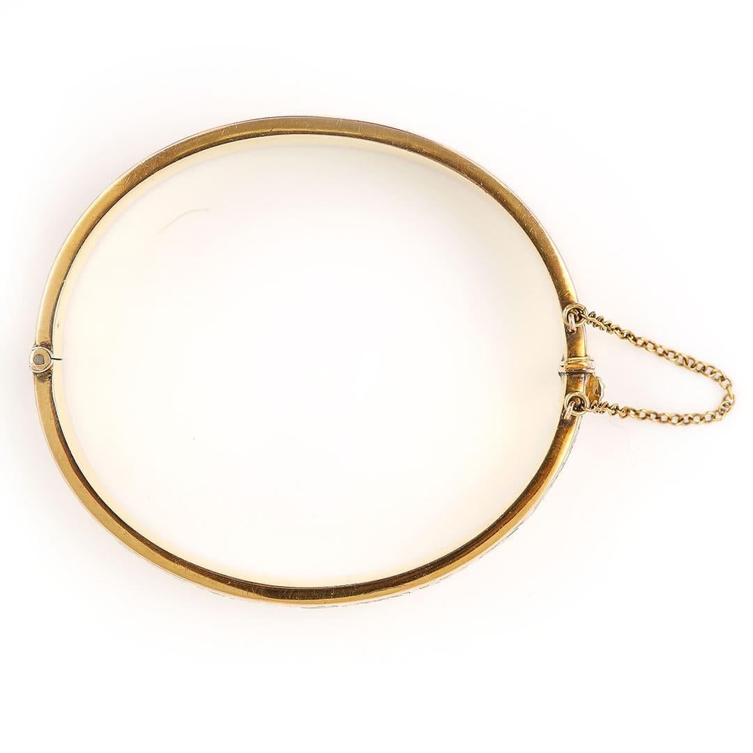 Art-déco-Armreif aus 9 Karat Gelbgold mit Blumengravur, um 1939 5