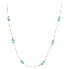 Antique Art Deco 9k Chrysoprase and Rock Quartz Crystal Necklace