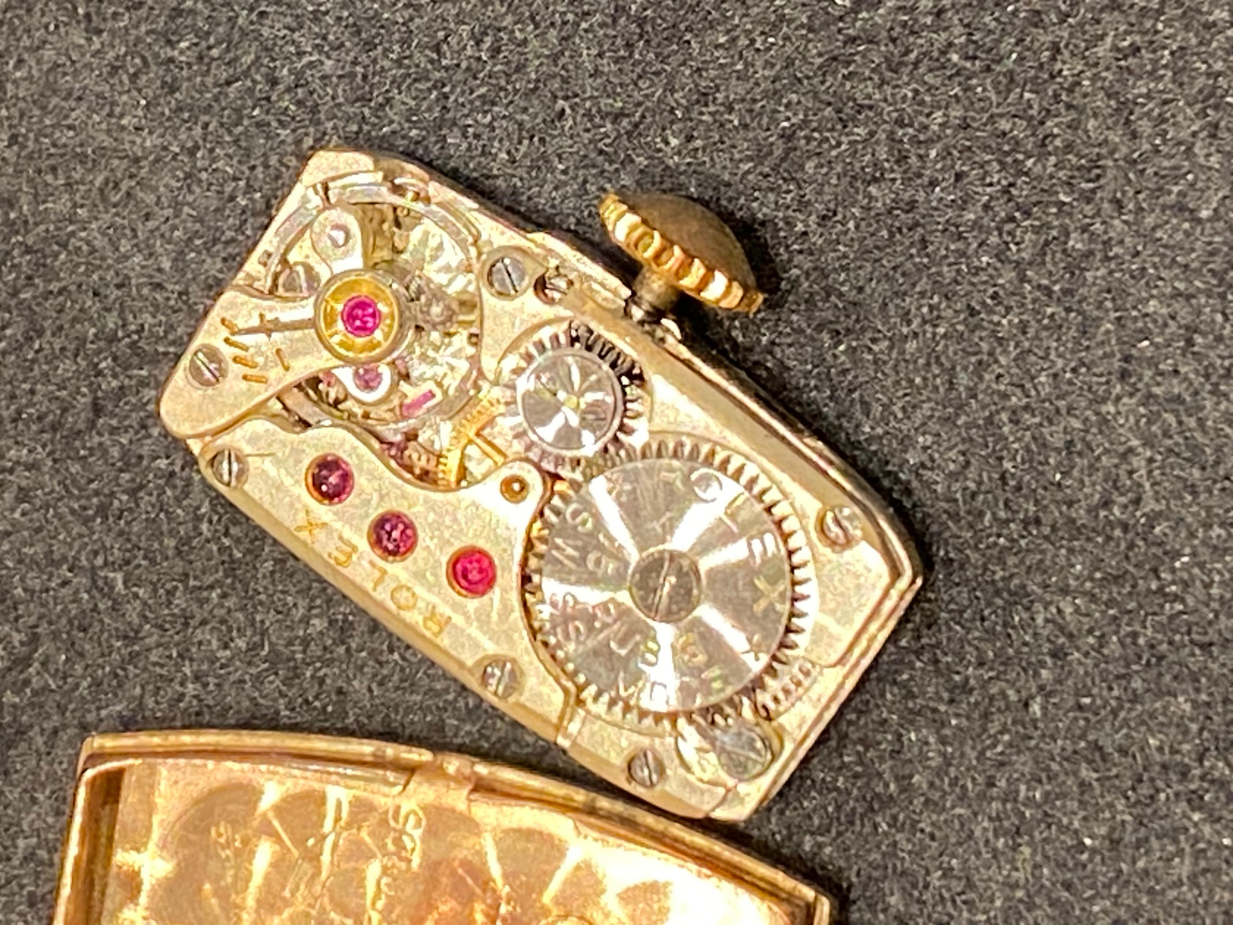 Art-Deco 9K Rose Gold Rolex Tonneau Case Manual 15 Rubis Ladies' Wristwatch 3