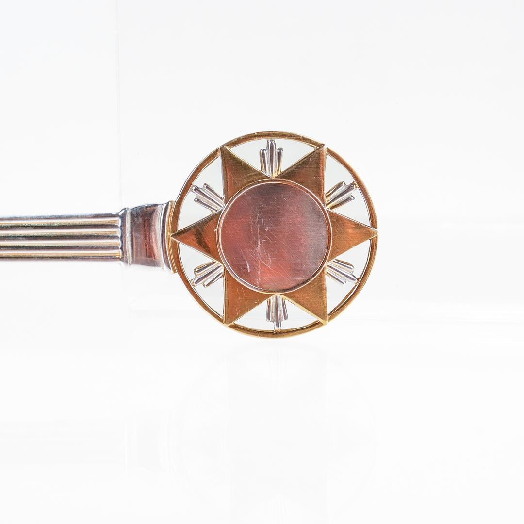 Art Deco A. Michelsen Sterling Silver & Enamel 1931 Christmas Spoon & Fork Set For Sale 9