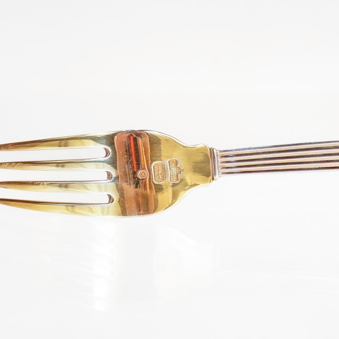 Art Deco A. Michelsen Sterling Silver & Enamel 1931 Christmas Spoon & Fork Set For Sale 11