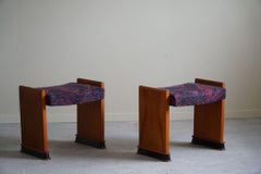 Art Deco, A Sculptural Pair of Stools in Birch, Swedish Grace, Made in 1930s