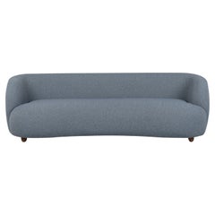 Art Deco Abito Sofa, Beech, Dark Teal Woven Fabric, Handmade Portugal Greenapple