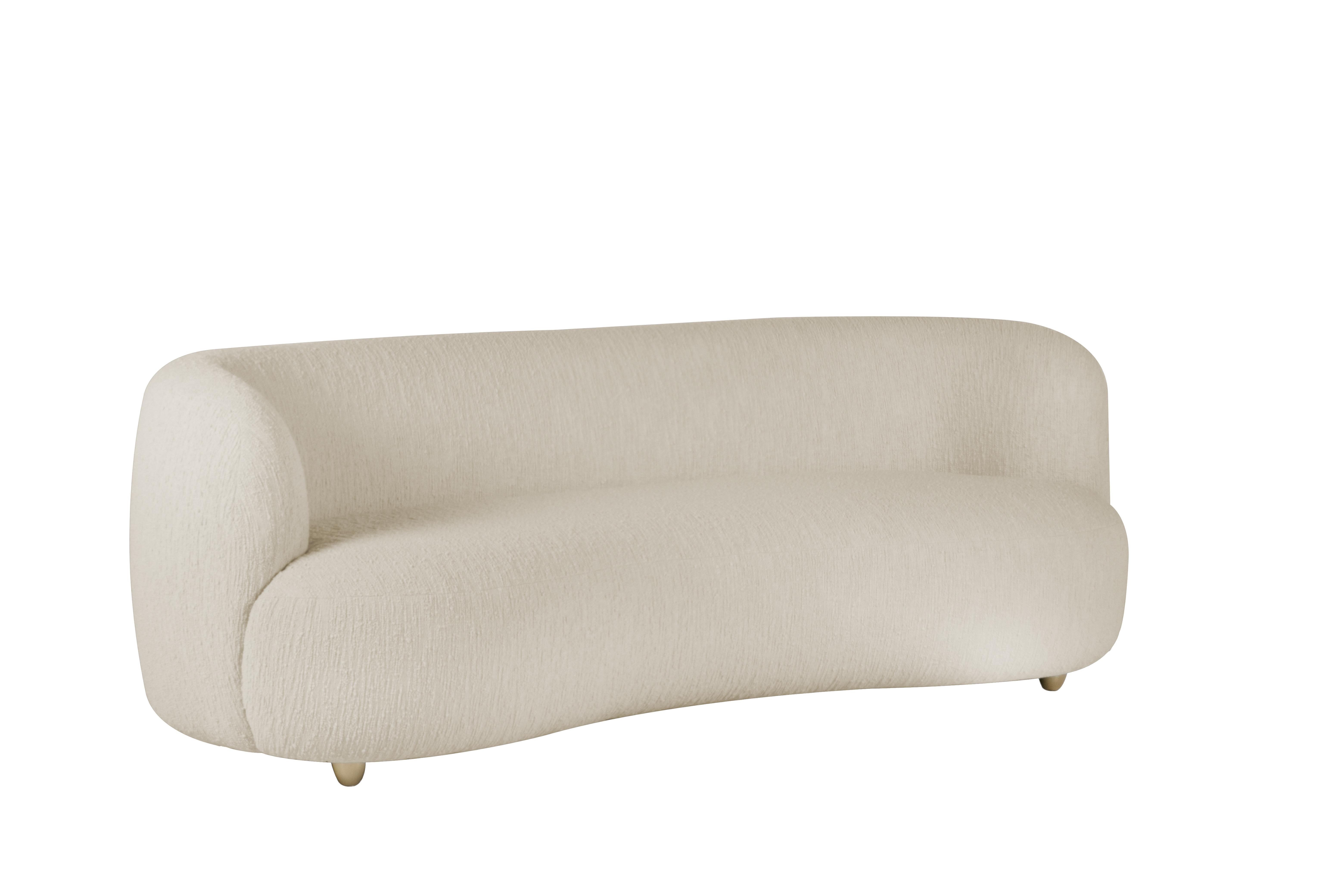 Art Deco Abito Sofa, Beige Bouclé, Messing, Handgefertigt in Portugal von Greenapple (Gebürstet) im Angebot
