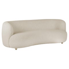 Art Deco Abito Sofa, Beige Bouclé, Brass, Handmade in Portugal by Greenapple