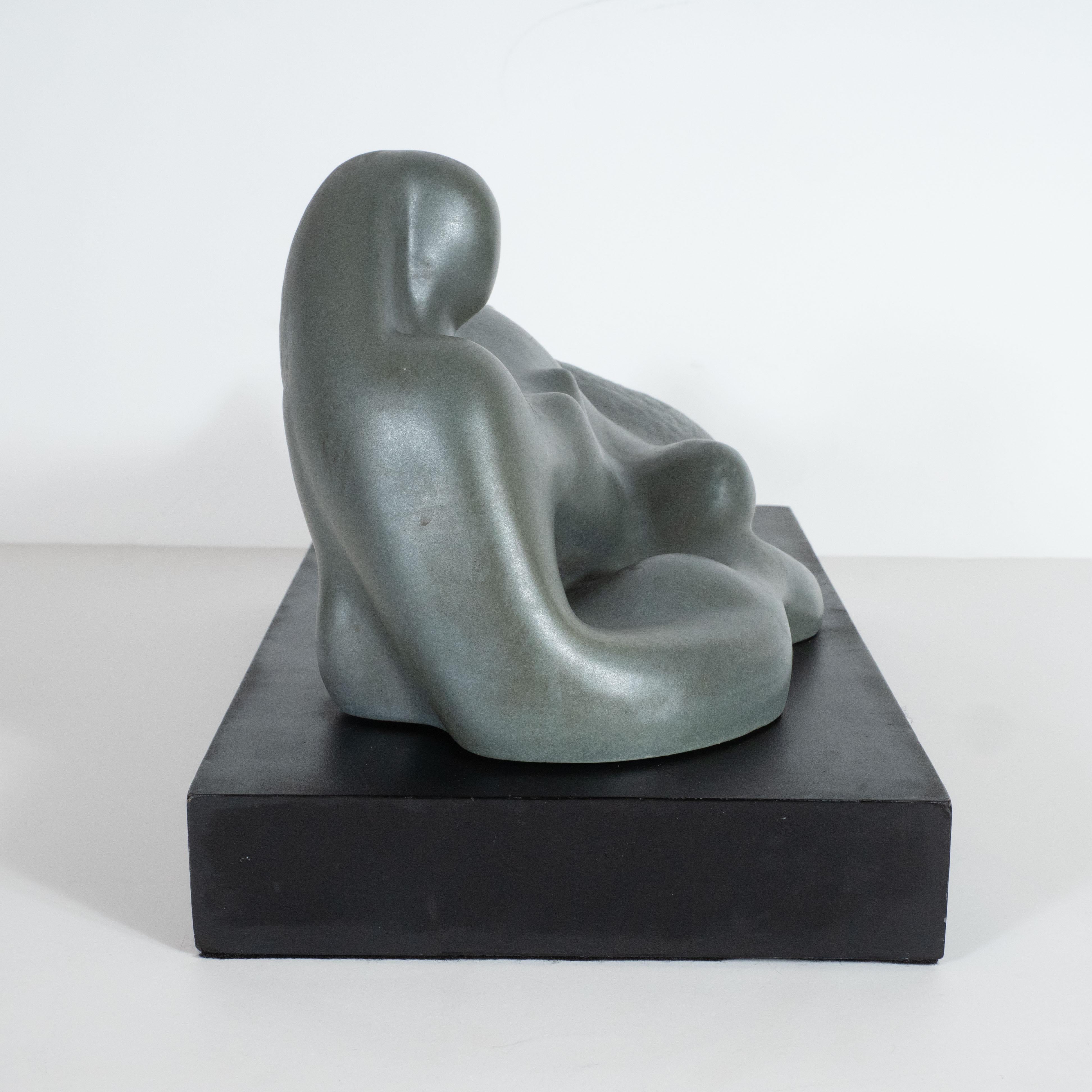 Art Deco Abstracted Ceramic Mermaid Sculpture by Arno Scheiding 2