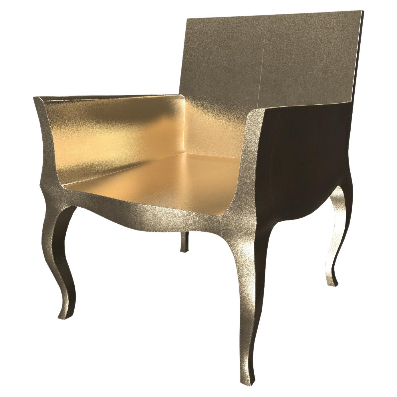 Art Deco Accent Chair Fine Hammered in Brass by Paul Mathieu For Sale