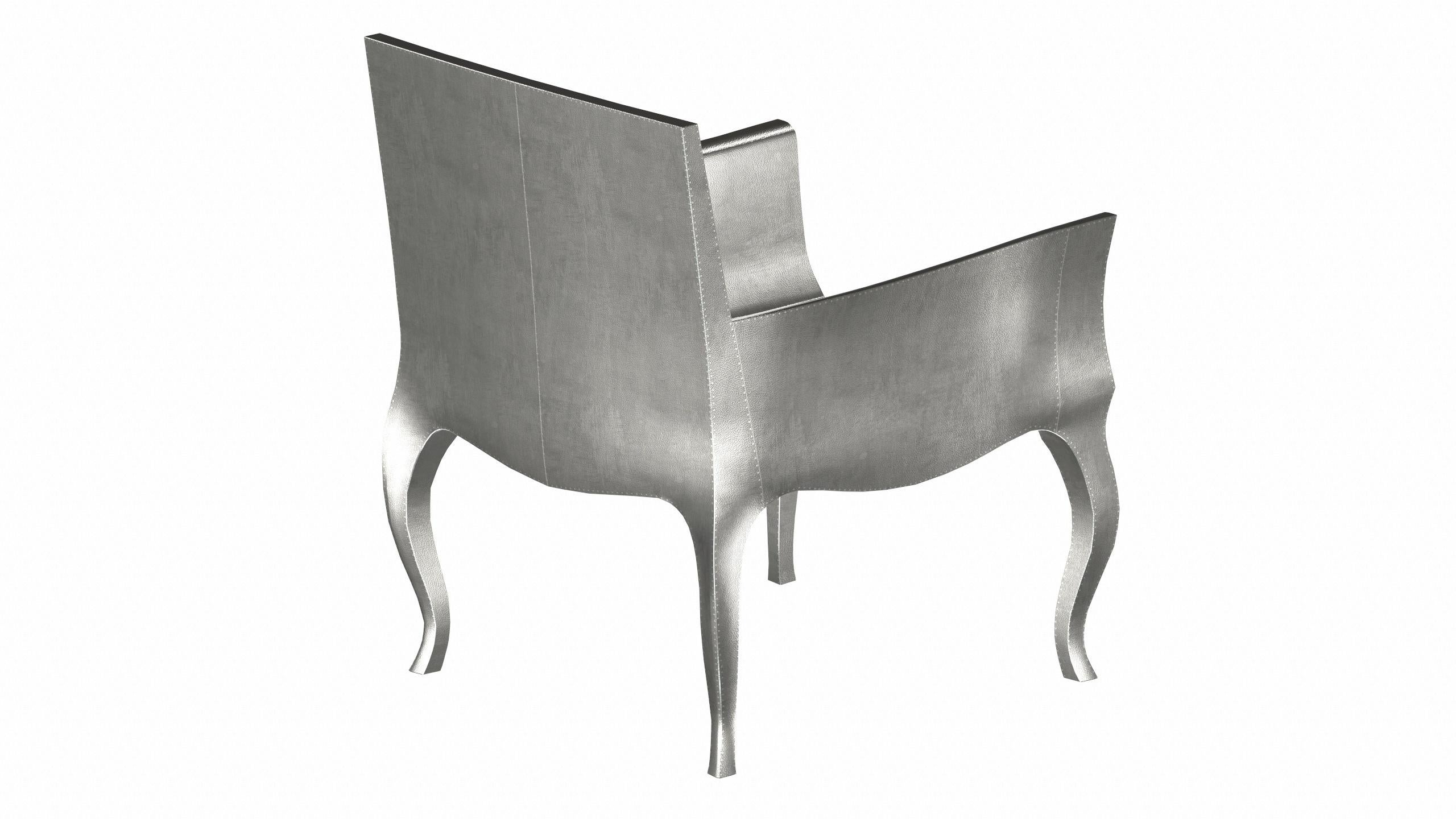 Art Deco Accent Chair Fine Hammered in White Bronze by Paul Mathieu For Sale 4
