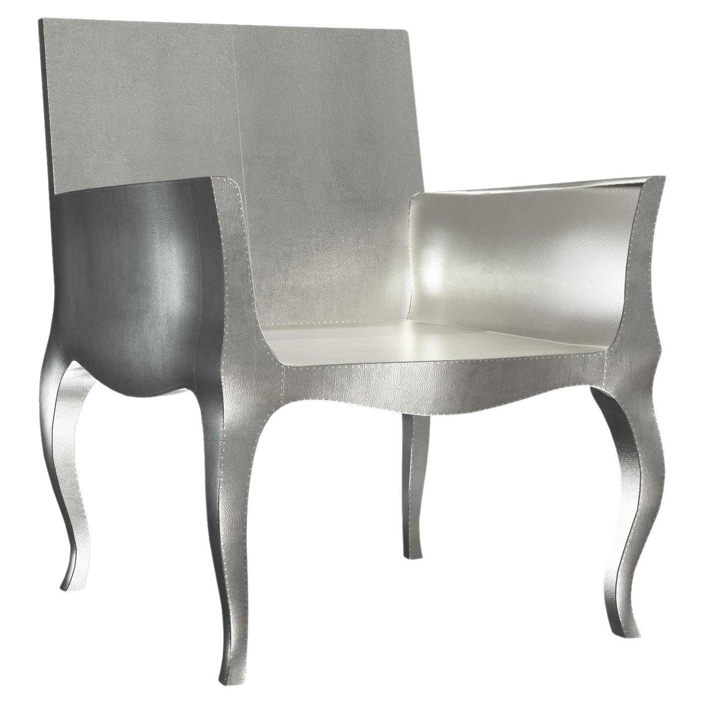 Art Deco Accent Chair Fine Hammered in White Bronze by Paul Mathieu For Sale
