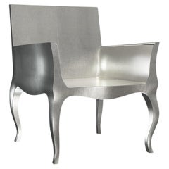 Art Deco Accent Chair Fine Hammered in White Bronze by Paul Mathieu