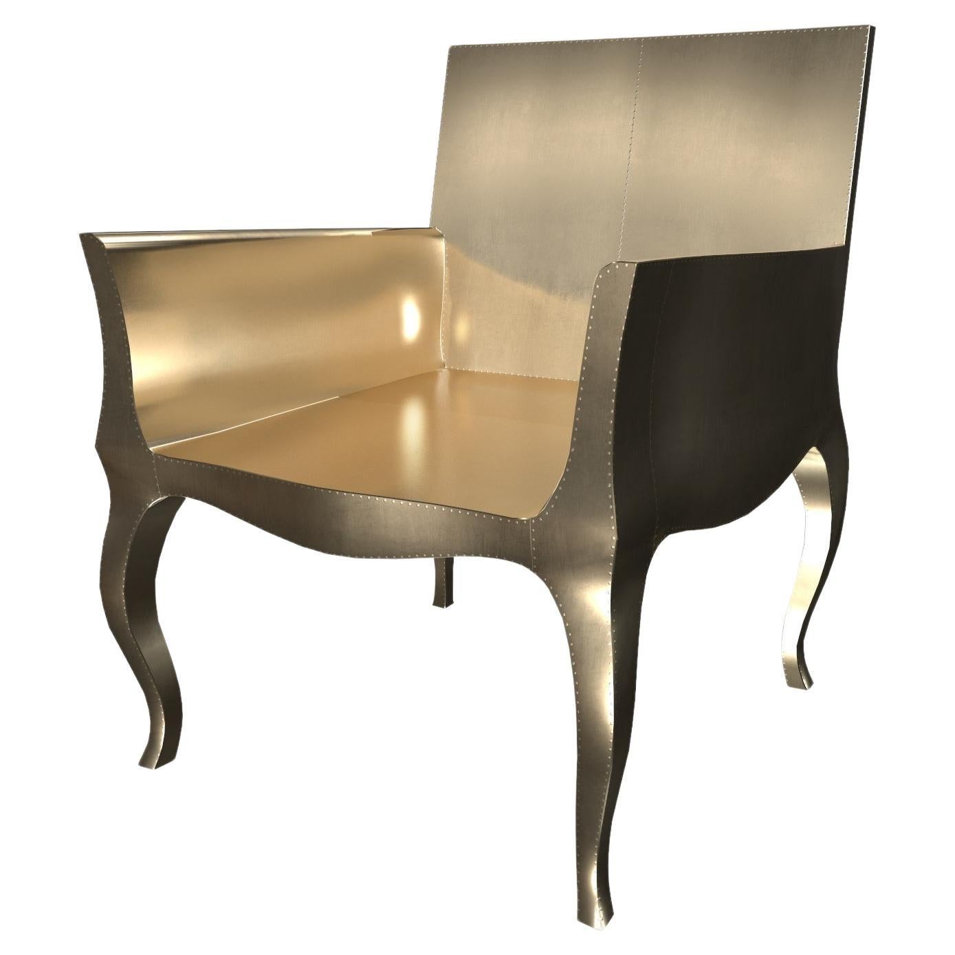 Art Deco Accent Chair in Smooth Brass by Paul Mathieu for S. Odegard For Sale