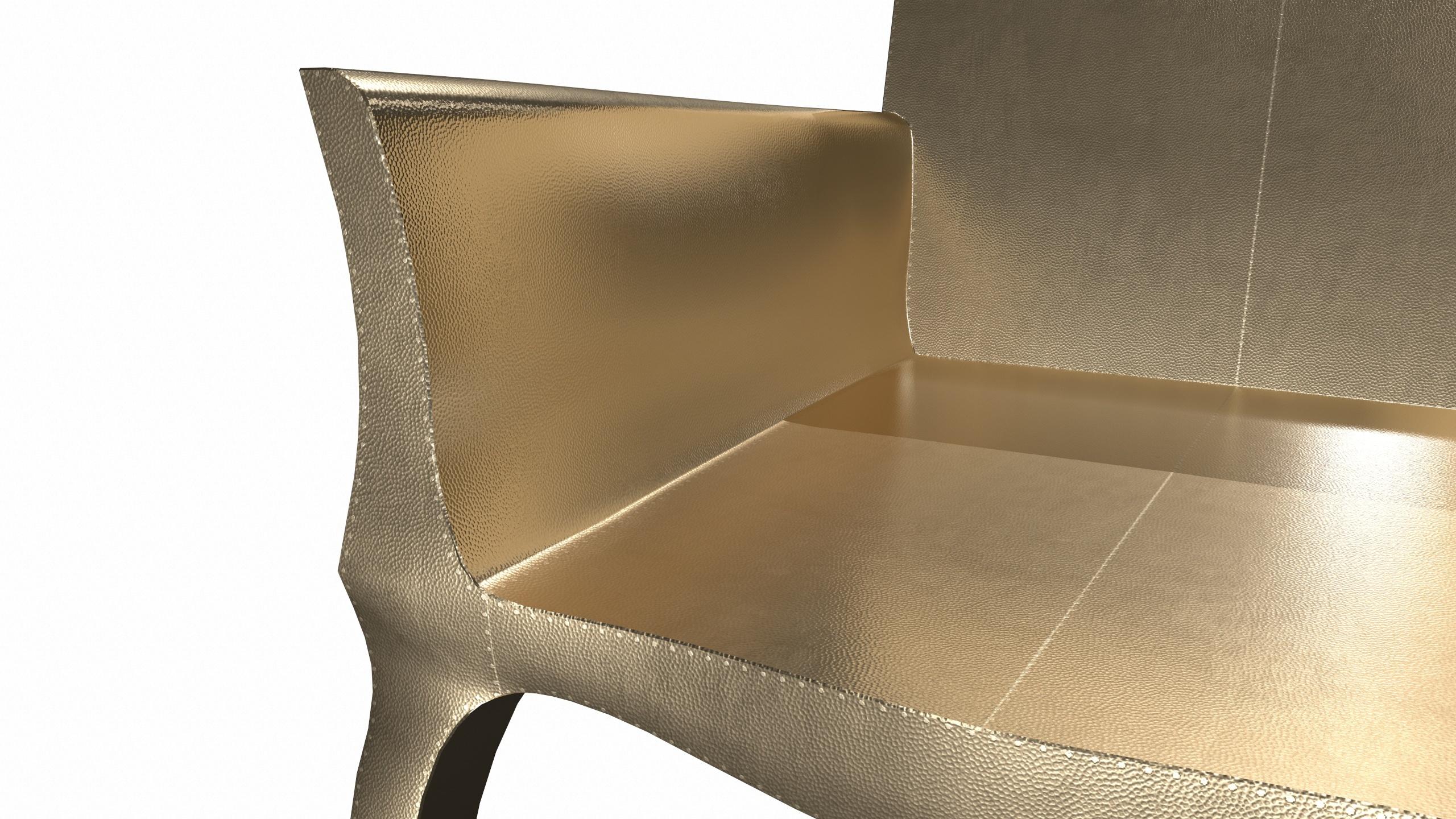 Art Deco Accent Chair Mid Hammered in Brass by Paul Mathieu For Sale 9