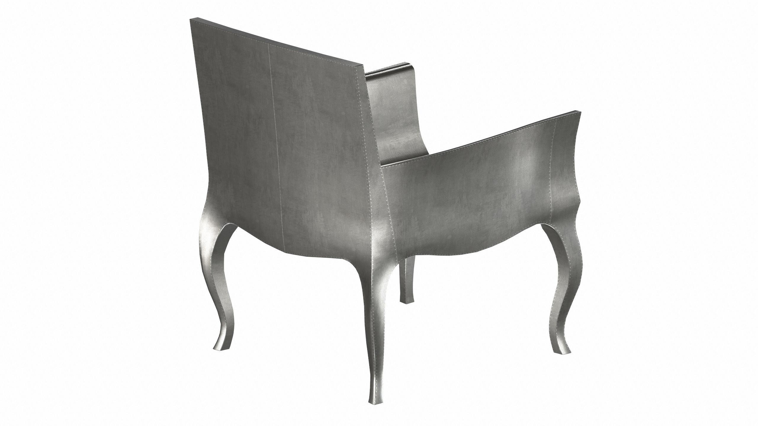 Art Deco Accent Chair Mid Hammered in White Bronze by Paul Mathieu for S.Odegard For Sale 3